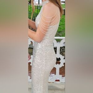 Women’s White Sequin Prom Dress | Size 2